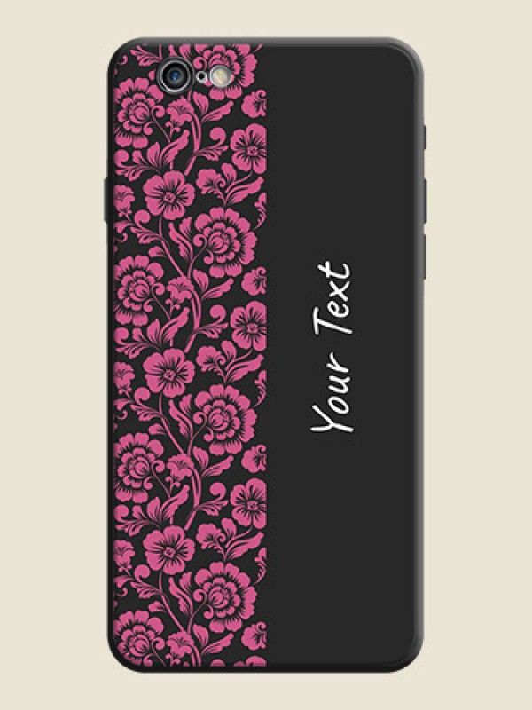 Custom Pink Floral Pattern Design With Custom Text On Space Black Personalized Soft Matte Phone Covers -Apple Iphone 6 Plus - alternate view