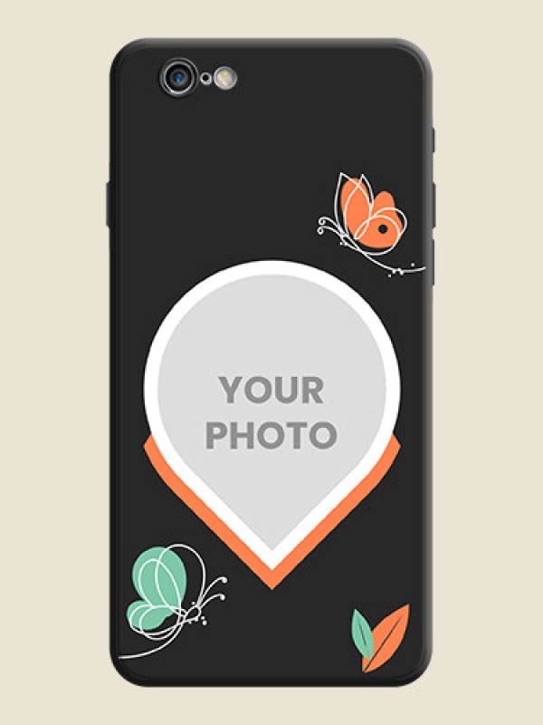Custom Upload Pic With Simple Butterly Design On Space Black Personalized Soft Matte Phone Covers -Apple Iphone 6 Plus - alternate view
