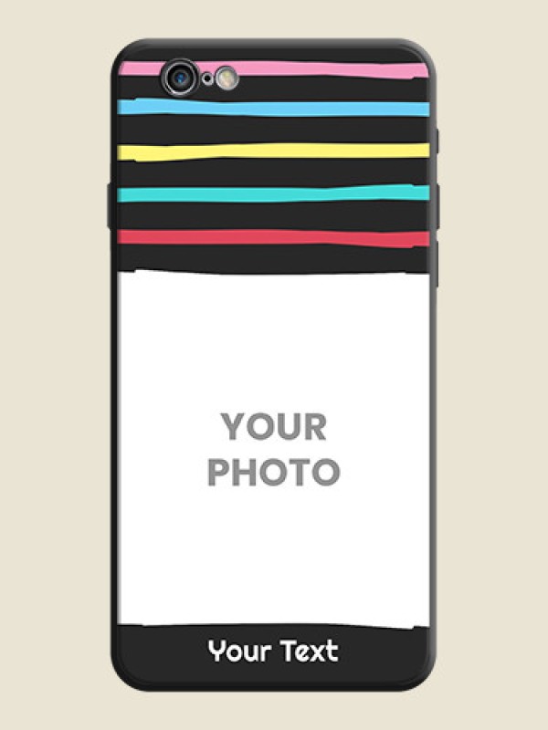 Custom Multicolor Lines with Image on Space Black Personalized Soft Matte Phone Covers - iPhone 6 - alternate view