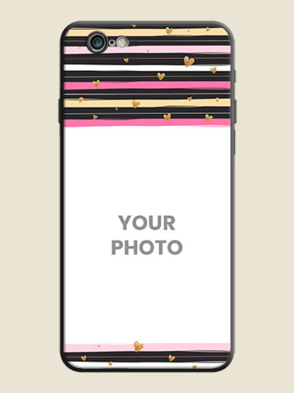Custom Multicolor Lines and Golden Love Symbols Design - Photo on Space Black Soft Matte Mobile Cover - iPhone 6S Plus - alternate view