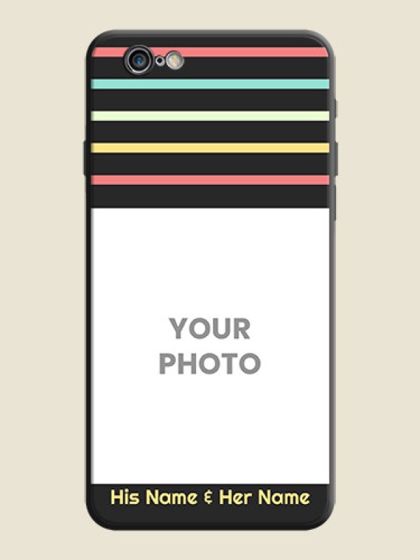Custom Color Stripes with Photo and Text - Photo on Space Black Soft Matte Mobile Case - iPhone 6S Plus - alternate view