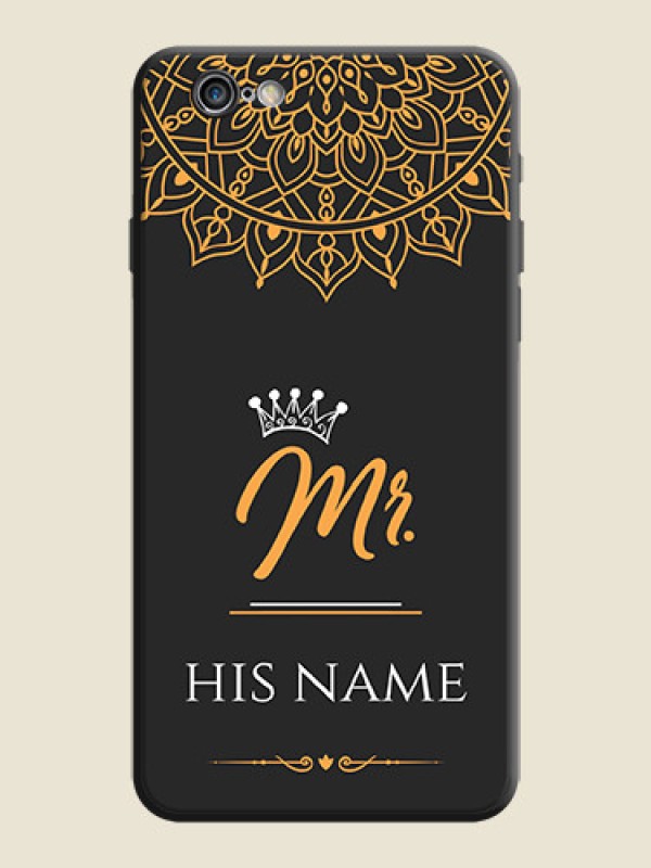 Custom Mr Name with Floral Design  on Personalised Space Black Soft Matte Cases - iPhone 6S Plus - alternate view