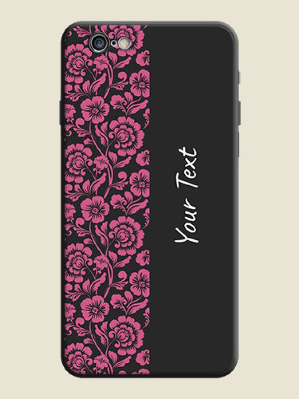 Custom Pink Floral Pattern Design With Custom Text On Space Black Personalized Soft Matte Phone Covers -Apple Iphone 6S Plus - alternate view