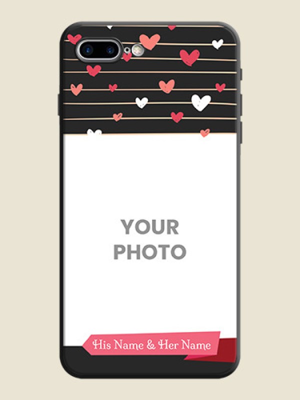 Custom Love Pattern with Name on Pink Ribbon  - Photo on Space Black Soft Matte Back Cover - iPhone 7 Plus - alternate view