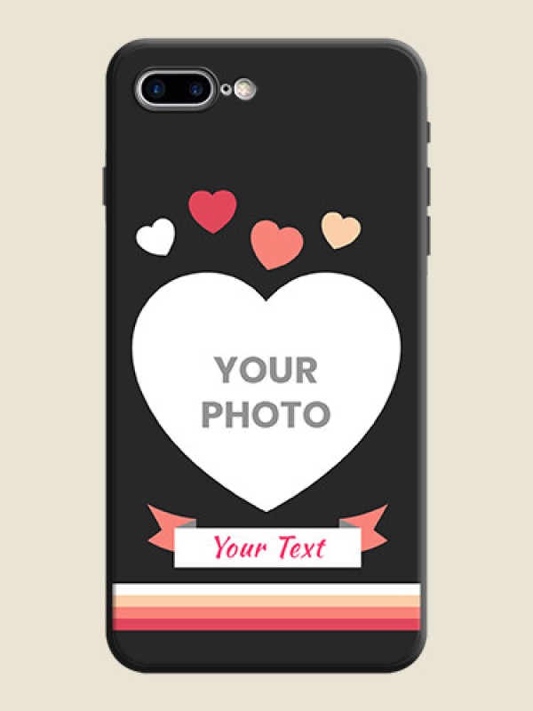 Custom Love Shaped Photo with Colorful Stripes on Personalised Space Black Soft Matte Cases - iPhone 7 Plus - alternate view