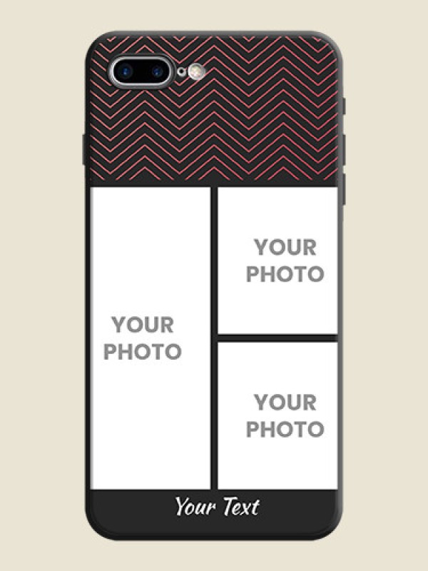 Custom Wave Pattern with 3 Image Holder on Space Black Custom Soft Matte Back Cover - iPhone 7 Plus - alternate view