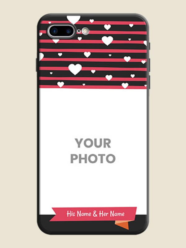 Custom White Color Love Symbols with Pink Lines Pattern on Space Black Custom Soft Matte Phone Cases - iPhone 8 Plus - alternate view