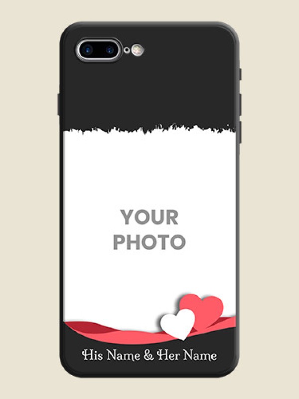 Custom Pink Color Love Shaped Ribbon Design with Text on Space Black Custom Soft Matte Phone Back Cover - iPhone 8 Plus - alternate view