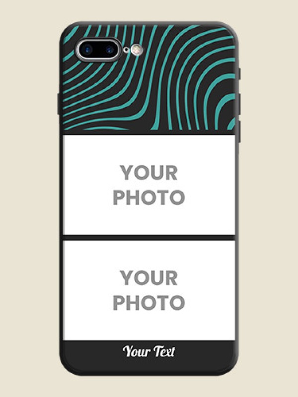 Custom Wave Pattern with 2 Image Holder on Space Black Personalized Soft Matte Phone Covers - iPhone 8 Plus - alternate view