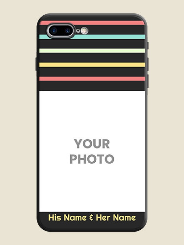 Custom Color Stripes with Photo and Text - Photo on Space Black Soft Matte Mobile Case - iPhone 8 Plus - alternate view