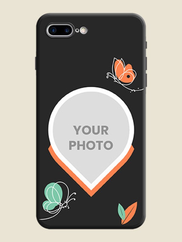 Custom Upload Pic With Simple Butterly Design On Space Black Personalized Soft Matte Phone Covers -Apple Iphone 8 Plus - alternate view