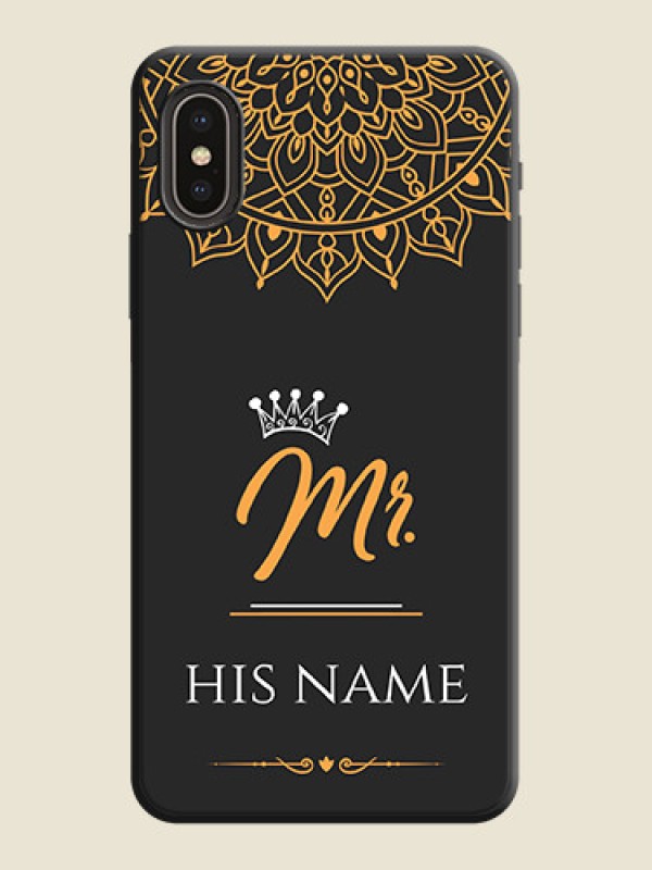 Custom Mr Name with Floral Design  on Personalised Space Black Soft Matte Cases - iPhone XS - alternate view