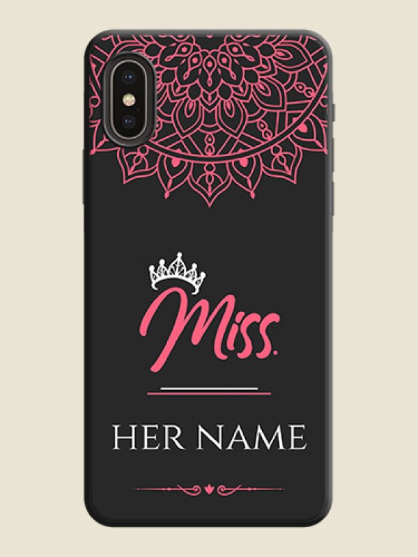 Custom Mrs Name with Floral Design on Space Black Personalized Soft Matte Phone Covers - iPhone XS - alternate view