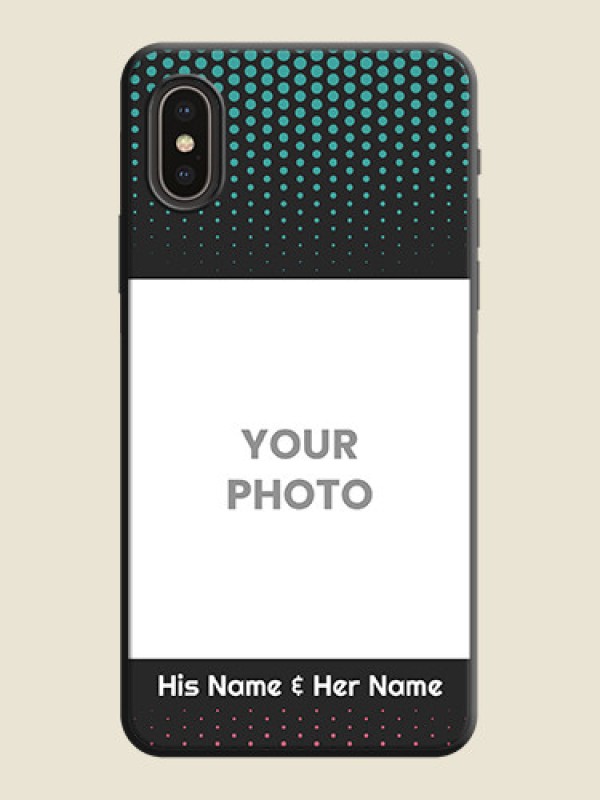 Custom Faded Dots with Grunge Photo Frame and Text on Space Black Custom Soft Matte Phone Cases - iPhone XS - alternate view