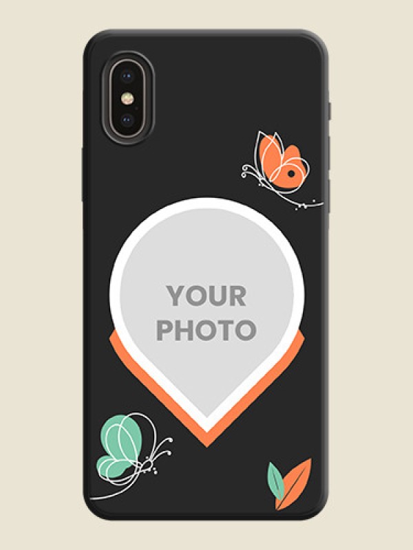 Custom Upload Pic With Simple Butterly Design On Space Black Personalized Soft Matte Phone Covers -Apple Iphone Xs - alternate view