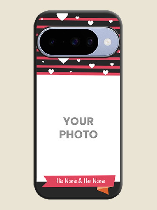 Custom White Color Love Symbols with Pink Lines Pattern On Space Black Custom Soft Matte Mobile Back Cover - Google Pixel 10 5G - alternate view