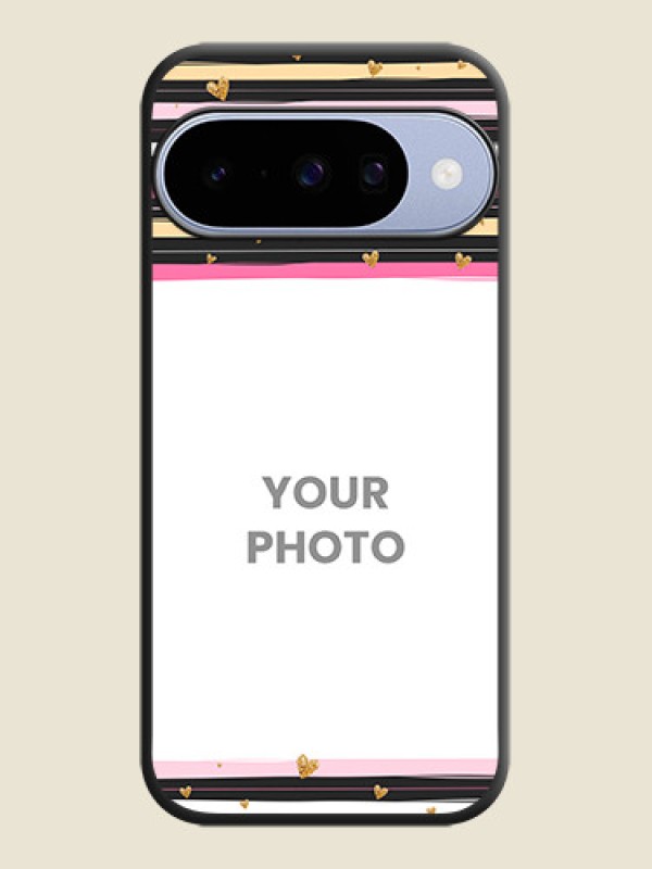 Custom Multicolor Lines and Golden Love Symbols Design on Photo On Space Black Custom Soft Matte Mobile Back Cover - Google Pixel 10 5G - alternate view