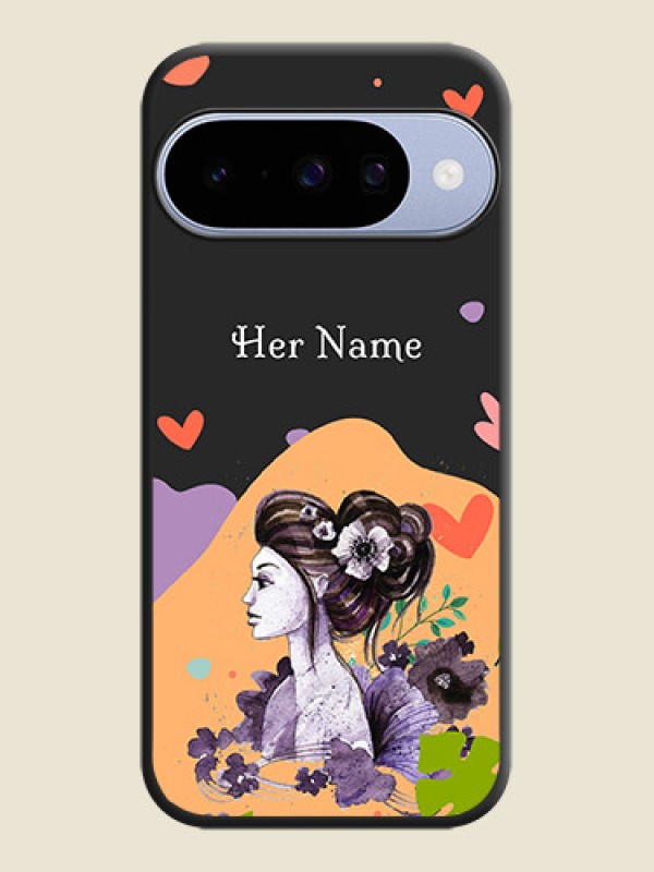 Custom Namecase For Her With Fancy Lady Image On Space Black Custom Soft Matte Mobile Back Cover - Google Pixel 10 5G - alternate view