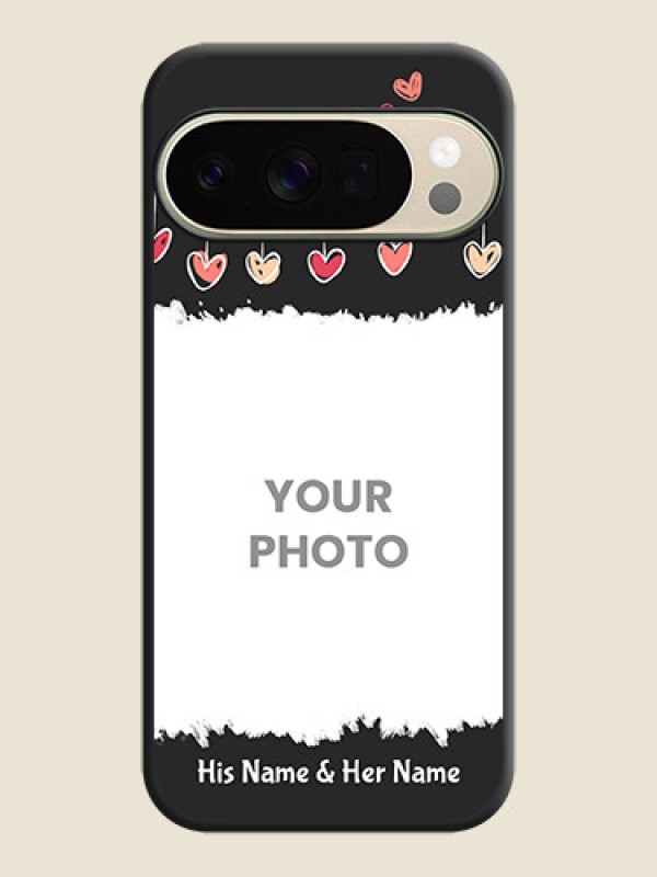 Custom Pink Love Hangings with Name On Space Black Custom Soft Matte Mobile Back Cover - Google Pixel 10 Pro 5G - alternate view