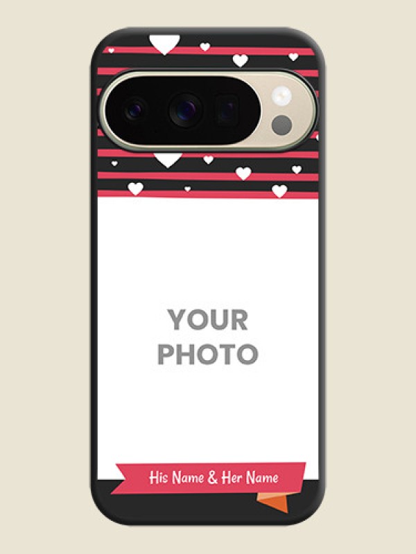 Custom White Color Love Symbols with Pink Lines Pattern On Space Black Custom Soft Matte Mobile Back Cover - Google Pixel 10 Pro 5G - alternate view