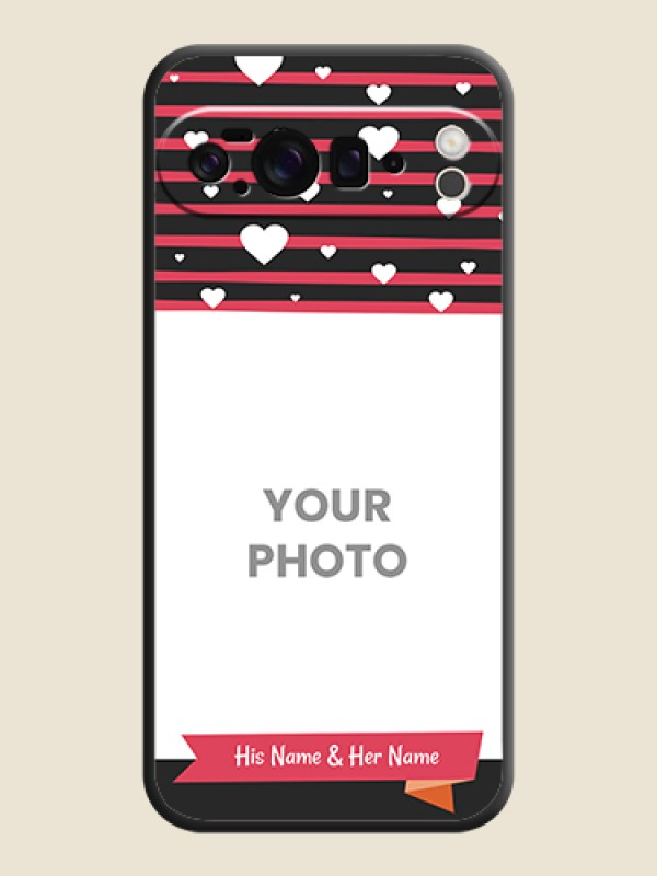 Custom White Color Love Symbols with Pink Lines Pattern On Space Black Custom Soft Matte Mobile Back Cover - Google Pixel 10 Pro XL 5G - alternate view