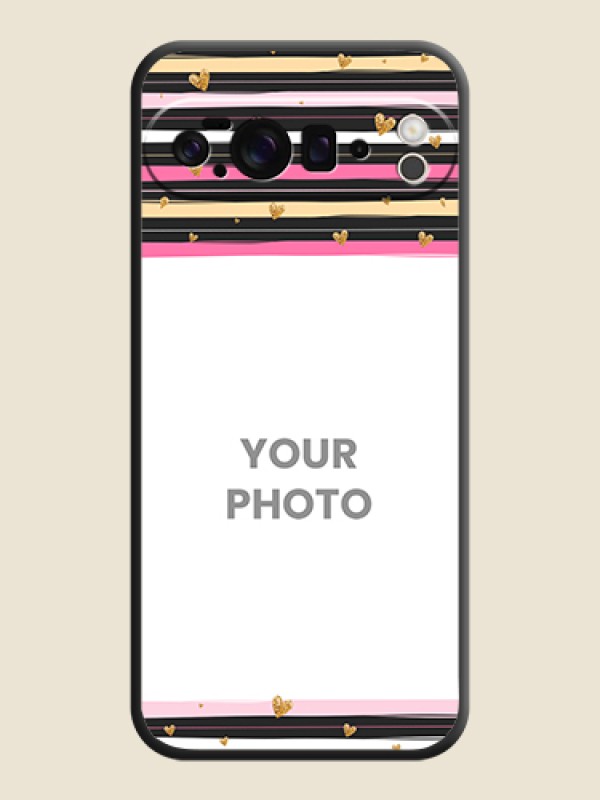 Custom Multicolor Lines and Golden Love Symbols Design on Photo On Space Black Custom Soft Matte Mobile Back Cover - Google Pixel 10 Pro XL 5G - alternate view