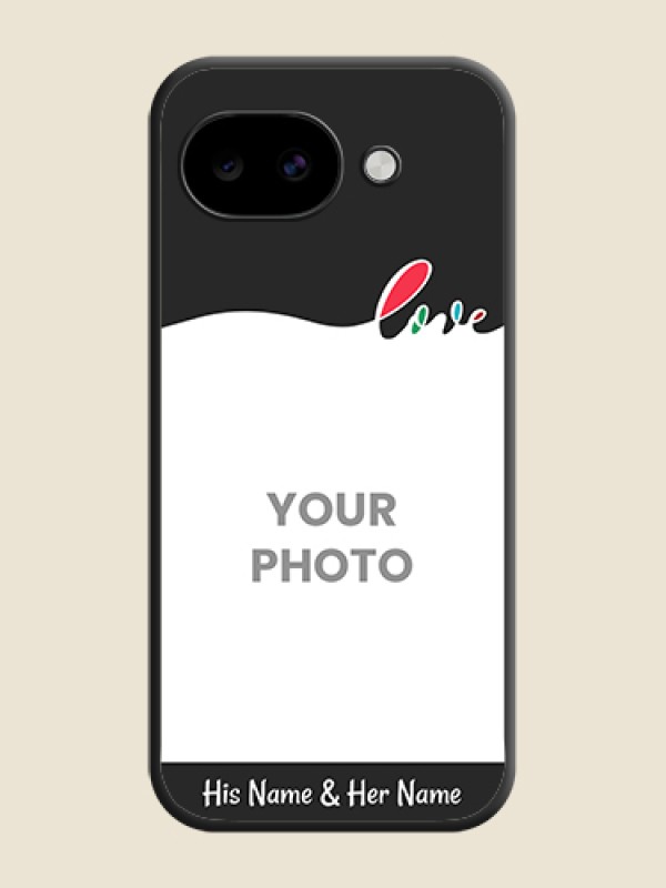 Custom Fall in Love Pattern with Picture on Photo On Space Black Custom Soft Matte Mobile Back Cover - Google Pixel 10A 5G - alternate view