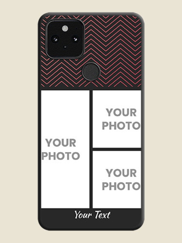 Custom Wave Pattern with 3 Image Holder On Space Black Custom Soft Matte Mobile Back Cover - Pixel 5 5G - alternate view