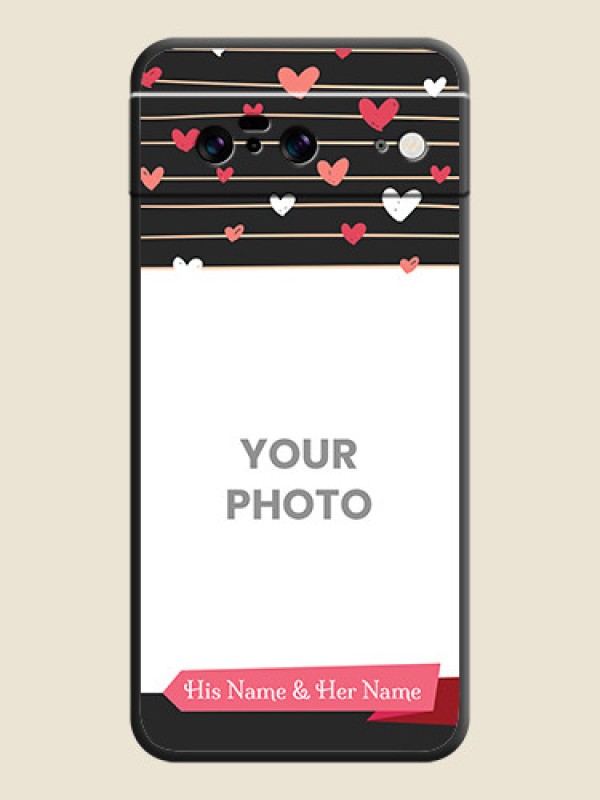 Custom Love Pattern with Name on Pink Ribbon  on Photo On Space Black Custom Soft Matte Mobile Back Cover - Pixel 8 5G - alternate view