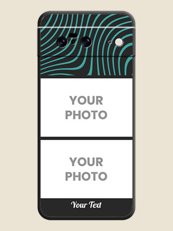 Custom Wave Pattern with 2 Image Holder On Space Black Custom Soft Matte Mobile Back Cover - Pixel 8 5G - alternate view