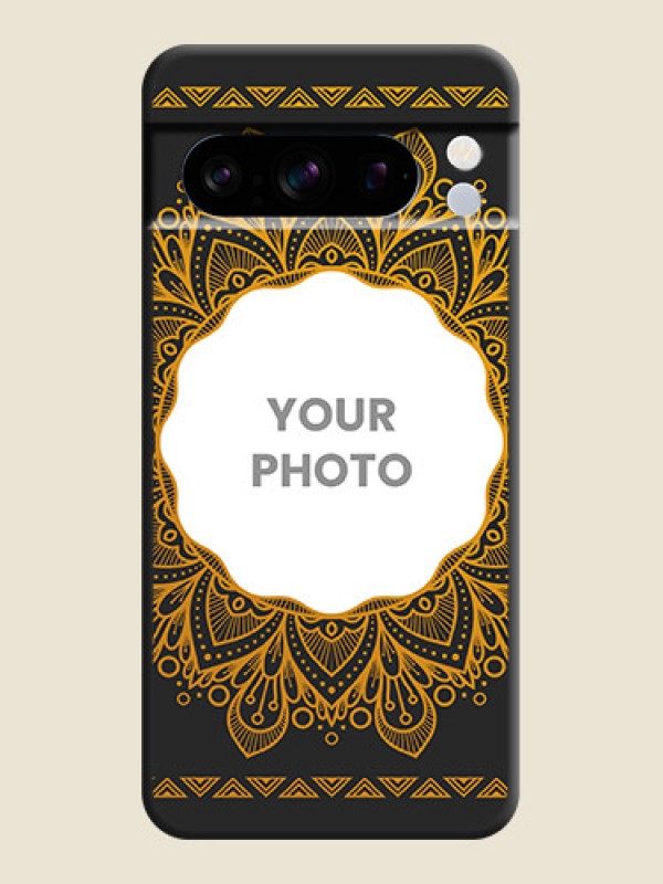 Custom Round Image with Floral Design On Space Black Custom Soft Matte Mobile Back Cover - Pixel 8 Pro 5G - alternate view