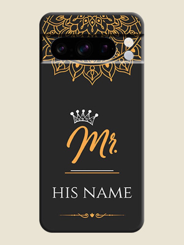 Custom Mr Name with Floral Design On Space Black Custom Soft Matte Mobile Back Cover - Pixel 8 Pro 5G - alternate view