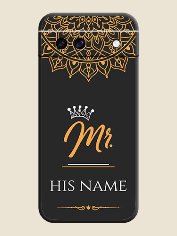 Custom Mr Name with Floral Design On Space Black Custom Soft Matte Mobile Back Cover - Google Pixel 8A 5G - alternate view