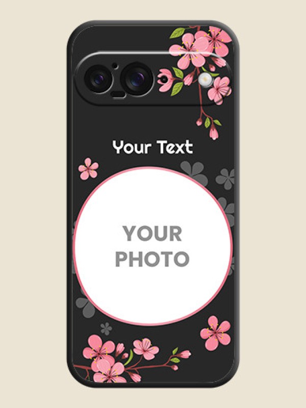 Custom Round Image with Pink Color Floral Design on Photo On Space Black Custom Soft Matte Mobile Back Cover - Google Pixel 9 5G - alternate view