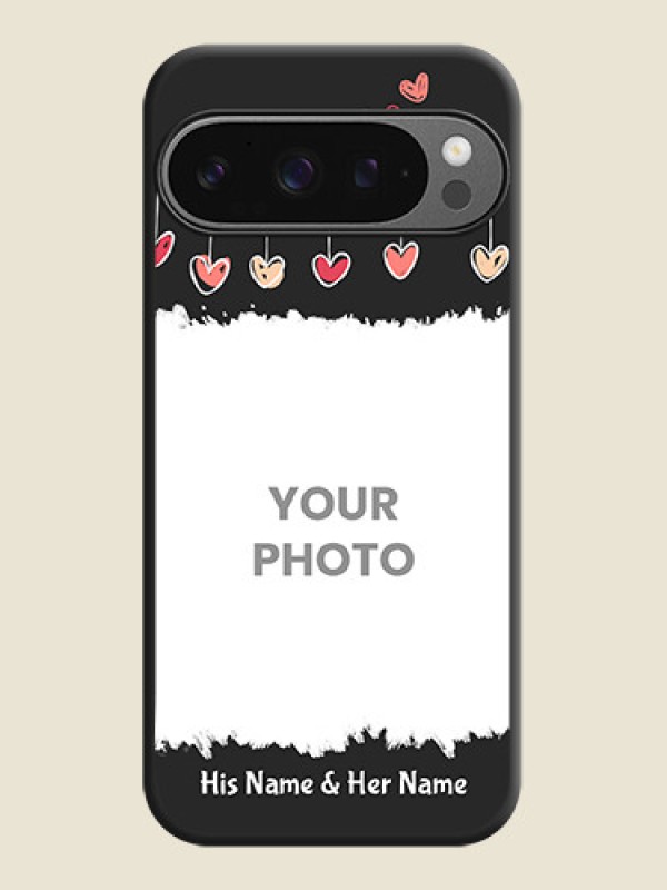 Custom Pink Love Hangings with Name On Space Black Custom Soft Matte Mobile Back Cover - Google Pixel 9 Pro 5G - alternate view