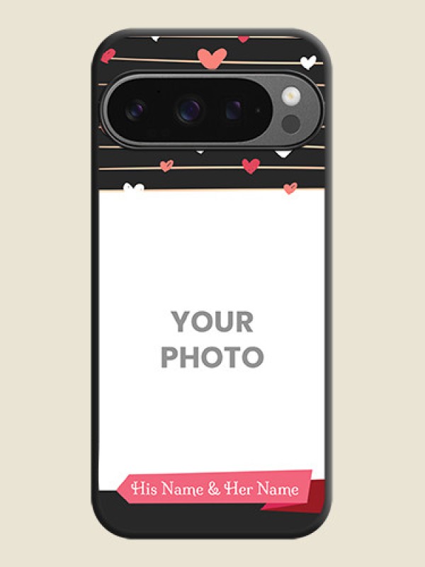 Custom Love Pattern with Name on Pink Ribbon on Photo On Space Black Custom Soft Matte Mobile Back Cover - Google Pixel 9 Pro 5G - alternate view