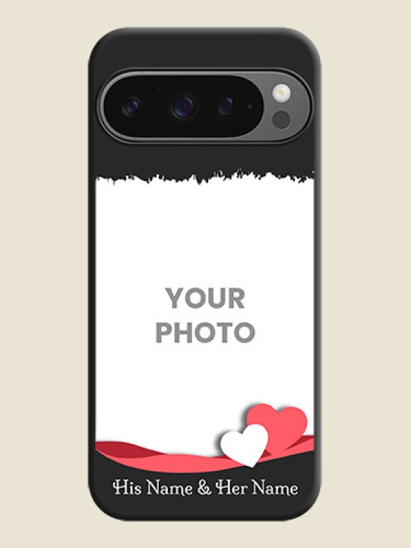 Custom Pin Color Love Shaped Ribbon Design with Text On Space Black Custom Soft Matte Mobile Back Cover - Google Pixel 9 Pro 5G - alternate view