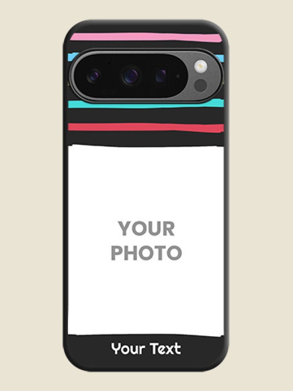 Custom Multicolor Lines with Image On Space Black Custom Soft Matte Mobile Back Cover - Google Pixel 9 Pro 5G - alternate view
