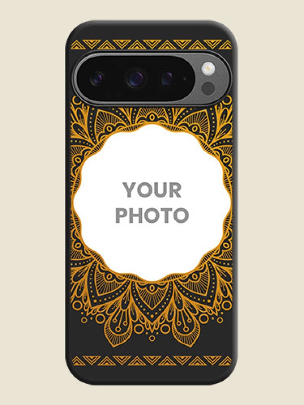Custom Round Image with Floral Design On Space Black Custom Soft Matte Mobile Back Cover - Google Pixel 9 Pro 5G - alternate view