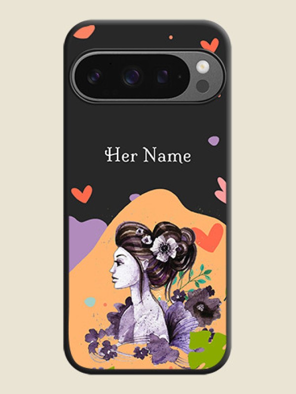 Custom Namecase For Her With Fancy Lady Image On Space Black Custom Soft Matte Mobile Back Cover - Google Pixel 9 Pro 5G - alternate view