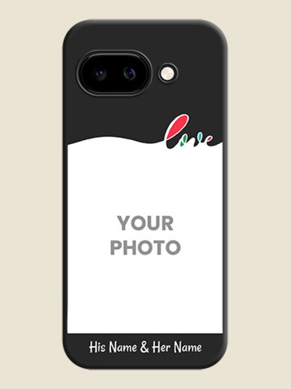 Custom Fall in Love Pattern with Picture on Photo On Space Black Custom Soft Matte Mobile Back Cover - Google Pixel 9A 5G - alternate view