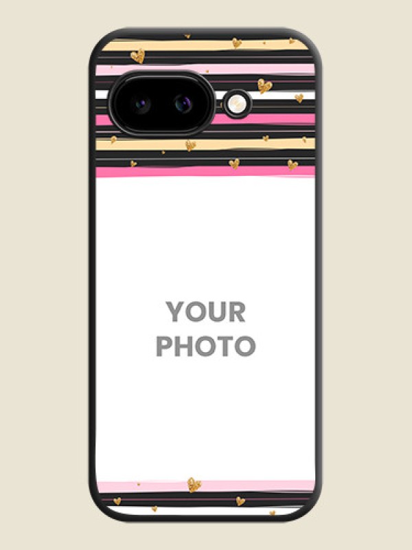 Custom Multicolor Lines and Golden Love Symbols Design on Photo On Space Black Custom Soft Matte Mobile Back Cover - Google Pixel 9A 5G - alternate view