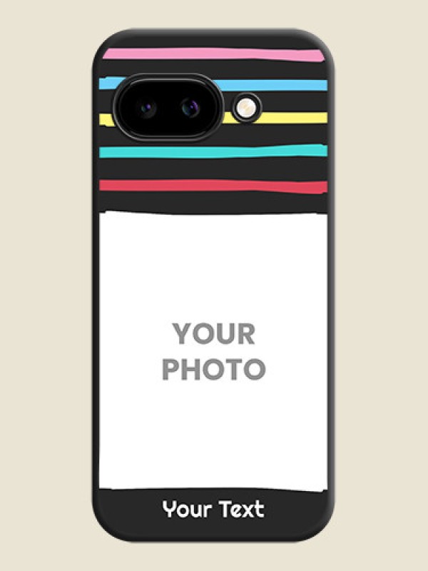 Custom Multicolor Lines with Image On Space Black Custom Soft Matte Mobile Back Cover - Google Pixel 9A 5G - alternate view