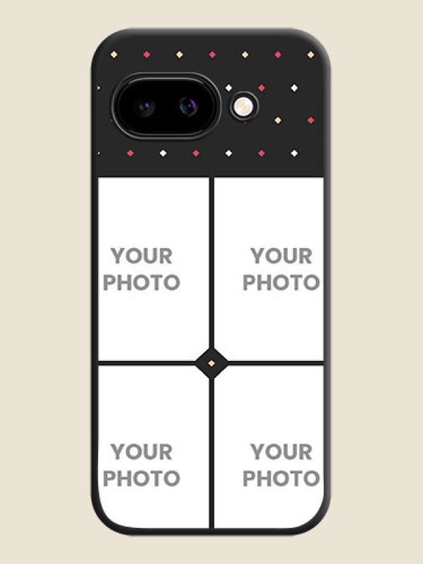 Custom Multicolor Dotted Pattern with 4 Image Holder On Space Black Custom Soft Matte Mobile Back Cover - Google Pixel 9A 5G - alternate view