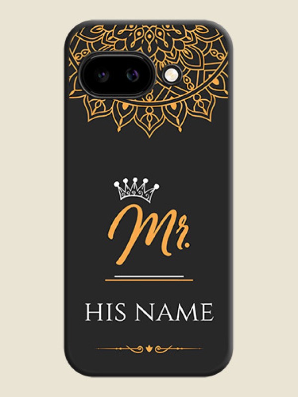 Custom Mr Name with Floral Design On Space Black Custom Soft Matte Mobile Back Cover - Google Pixel 9A 5G - alternate view
