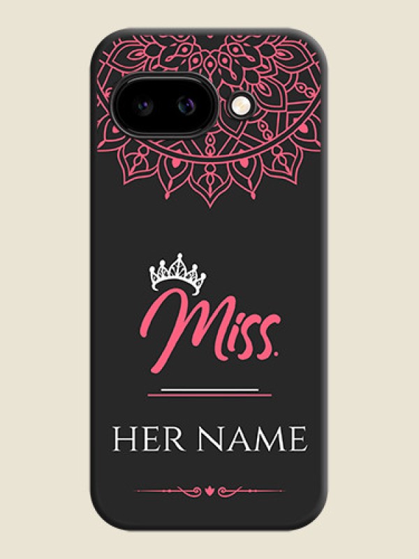 Custom Mrs Name with Floral Design On Space Black Custom Soft Matte Mobile Back Cover - Google Pixel 9A 5G - alternate view