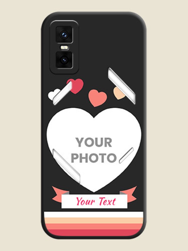 Custom Love Shaped Photo with Colorful Stripes On Space Black Custom Soft Matte Mobile Back Cover - Infinix GT 30 Pro 5G - alternate view