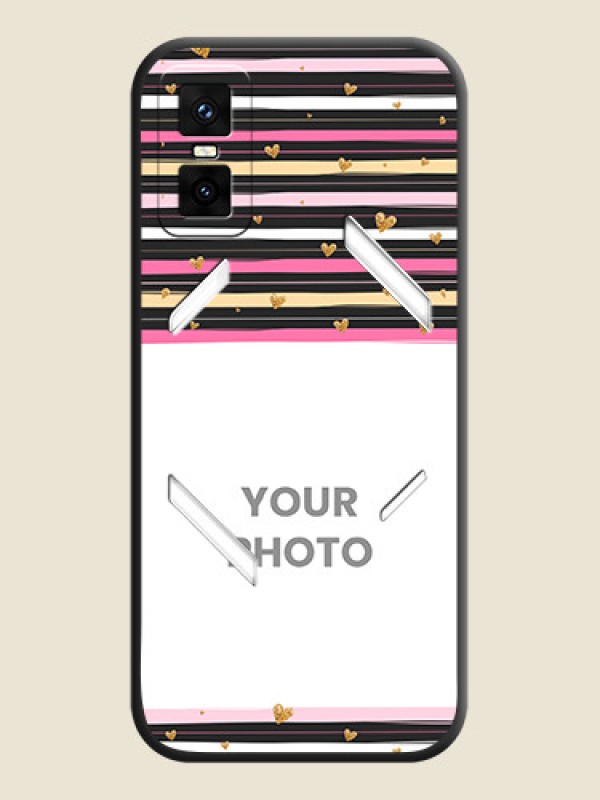 Custom Multicolor Lines and Golden Love Symbols Design on Photo On Space Black Custom Soft Matte Mobile Back Cover - Infinix GT 30 Pro 5G - alternate view
