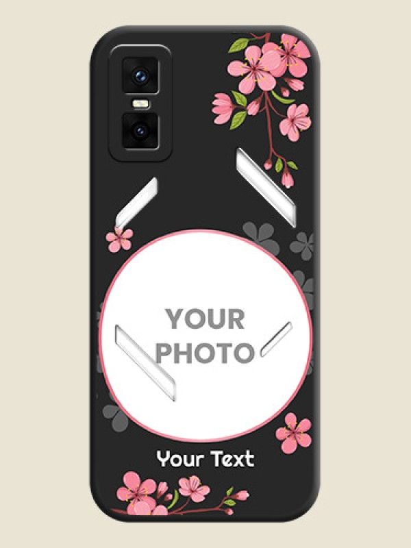 Custom Round Image with Pink Color Floral Design on Photo On Space Black Custom Soft Matte Mobile Back Cover - Infinix GT 30 Pro 5G - alternate view