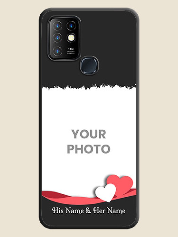 Custom Pin Color Love Shaped Ribbon Design with Text on Space Black Custom Soft Matte Phone Back Cover - Infinix Hot 10 - alternate view